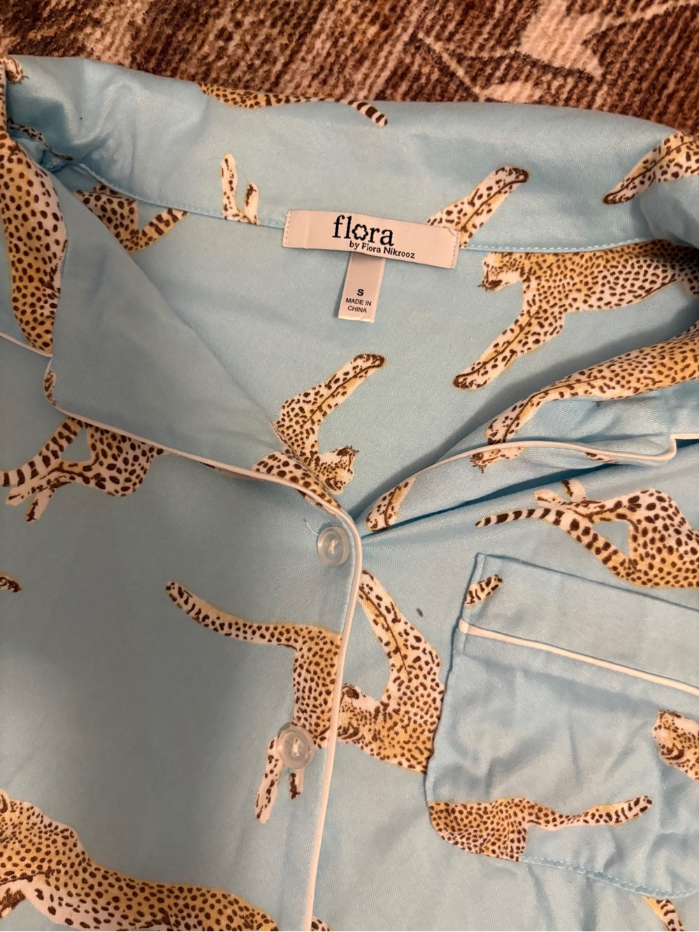 Light Blue Cheetah-Print Pajama Set - Picture 2 of 3